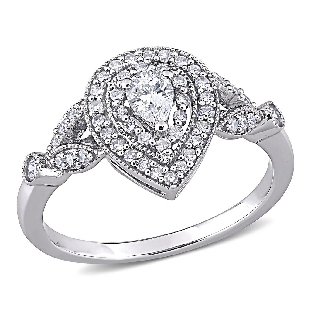 Mimi & Max 1/2ct TW Diamond Pear Shape Engagement Ring 10k White Gold 1