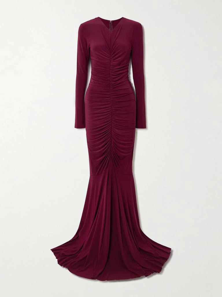 Norma Kamali Ruched Stretch-jersey Gown - Plum