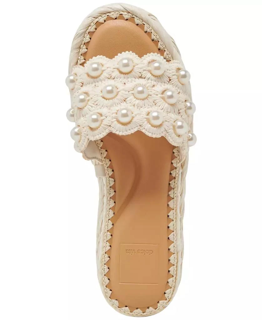 Dolce Vita Women's Caper Pearl Raffia Woven Footbed Sandals 4