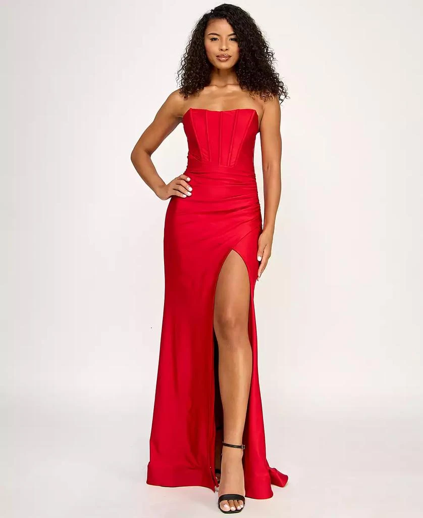twist front evening dress Teri Jon By Rickie Freeman Women's Metallic Off-The-Shoulder Gown - Ice Pink main image 0