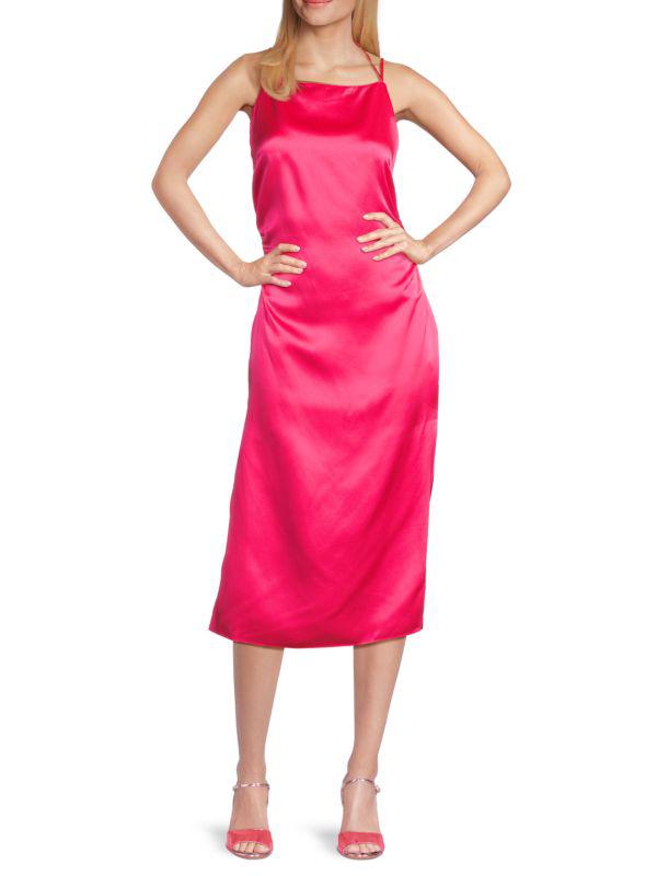 Amanda Uprichard Amiyah Ruched Silk Midi Dress