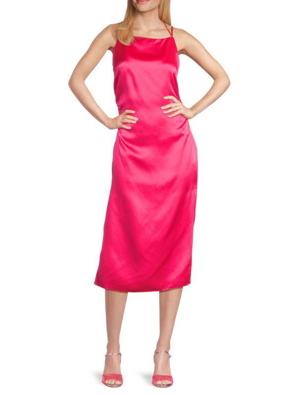 Amanda Uprichard Amiyah Ruched Silk Midi Dress 1