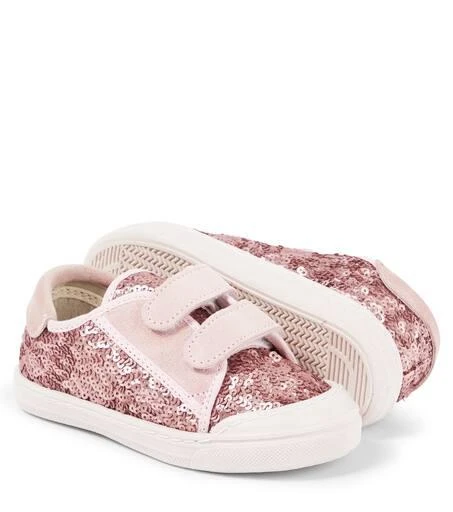 PEPE Villas sequined leather-trimmed sneakers 6