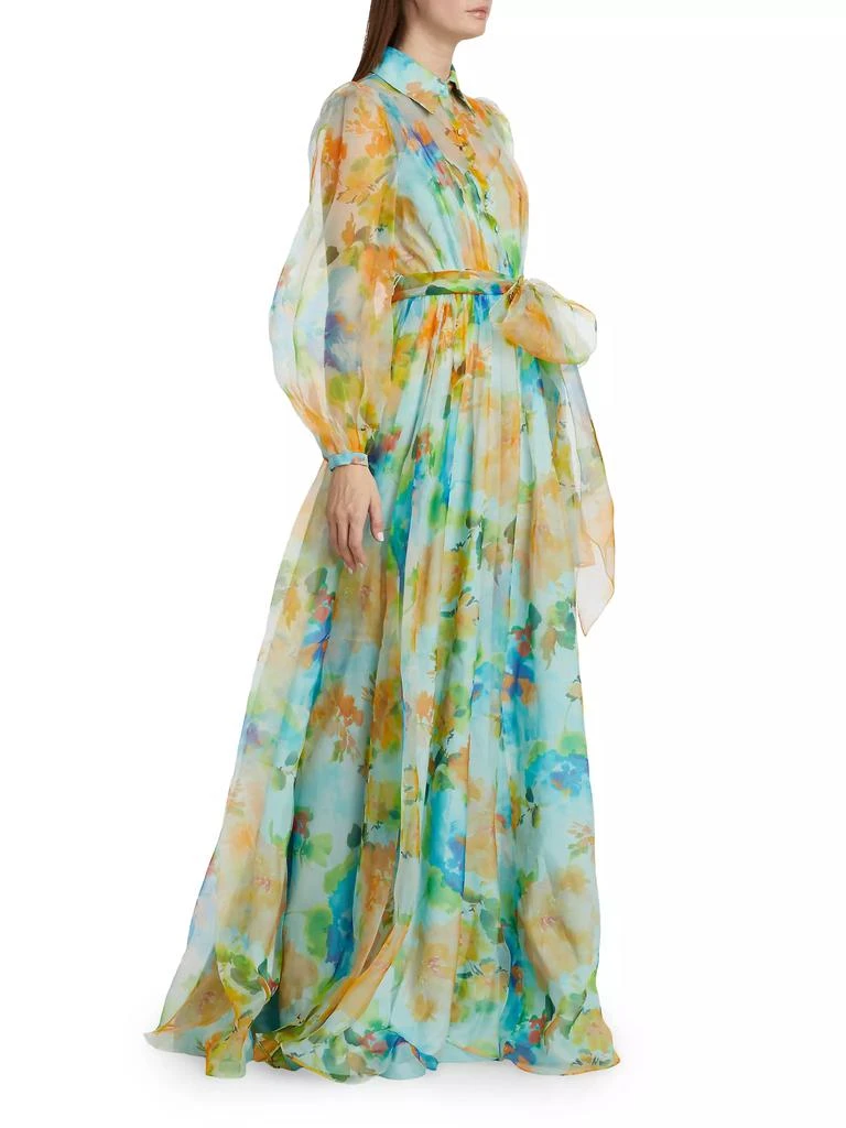 Badgley Mischka Belted Silk Organza Gown 4