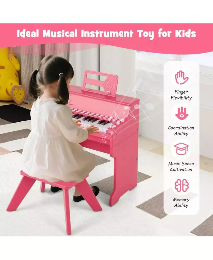 HONGGE Kids Digital Piano Keyboard with Lighted Teaching Mode and Bench for Musical Learning 9