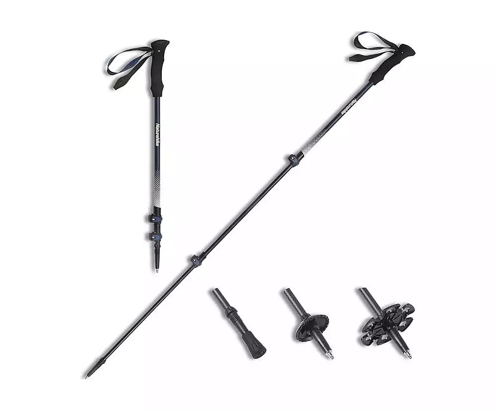 Naturehike 1pc Trekking Pole Carbon 169g, Adjustable Ultra-Lightweight Hiking Sticks Unisex Walking Stick with Accessories for Outdoor,Soil Brown