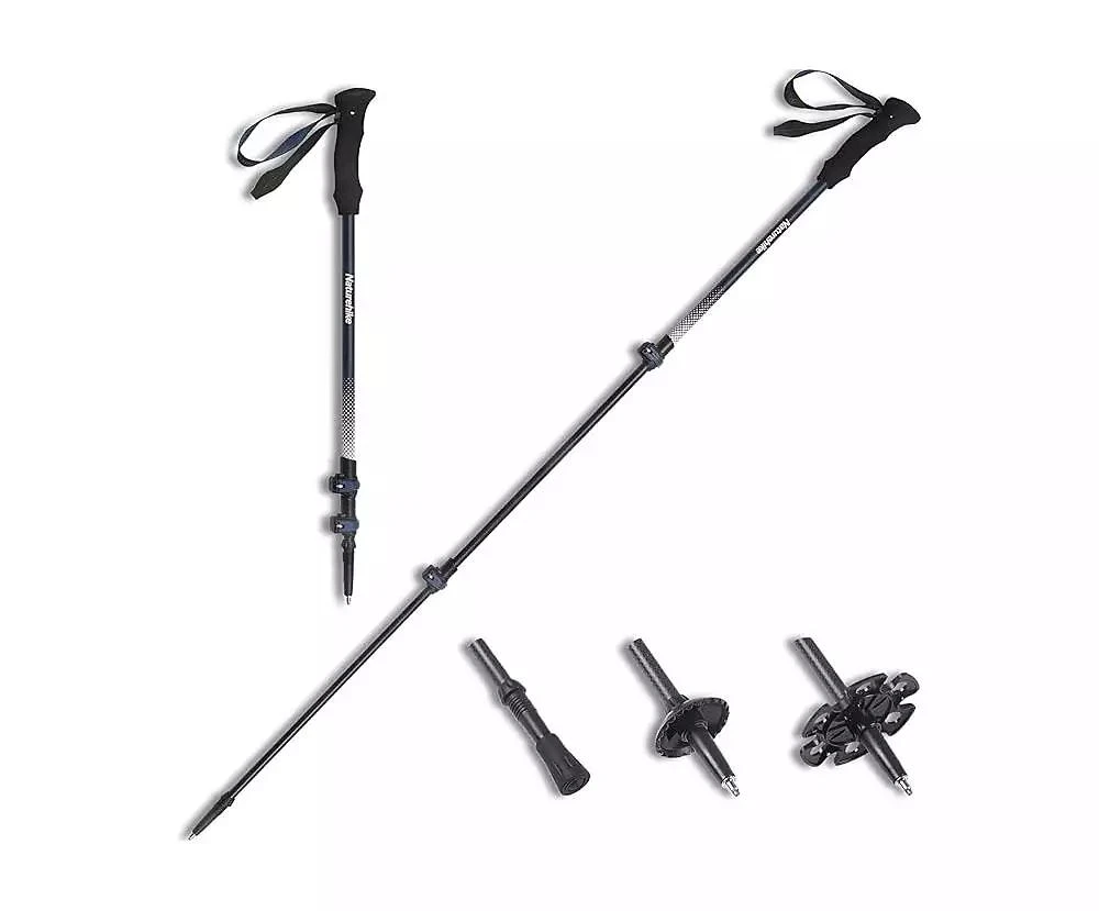 Naturehike 1pc Trekking Pole Carbon 169g, Adjustable Ultra-Lightweight Hiking Sticks Unisex Walking Stick with Accessories for Outdoor,Soil Brown 1