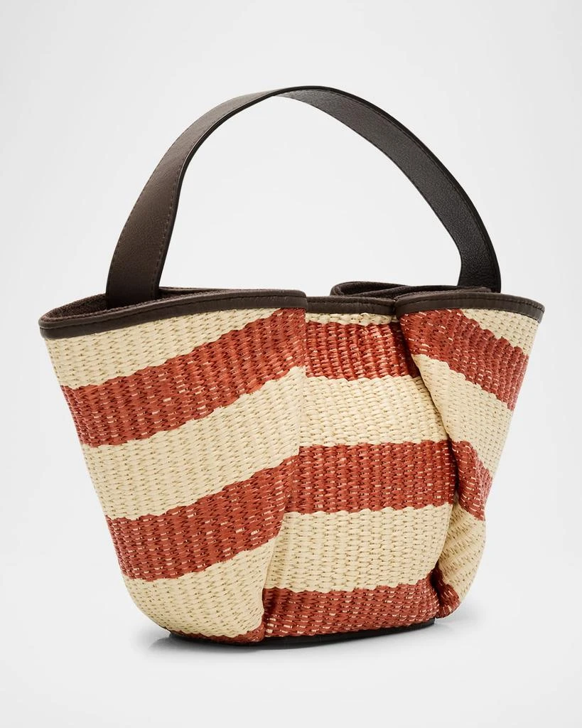 Brunello Cucinelli Marine Mini Striped Raffia Tote Bag 3
