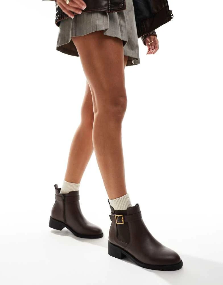 Yours Yours ankle boot with buckle detail in brown 3