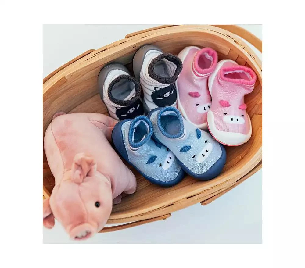 Komuello Infant Girl First Walk Sock Shoes Piglet Pink 3