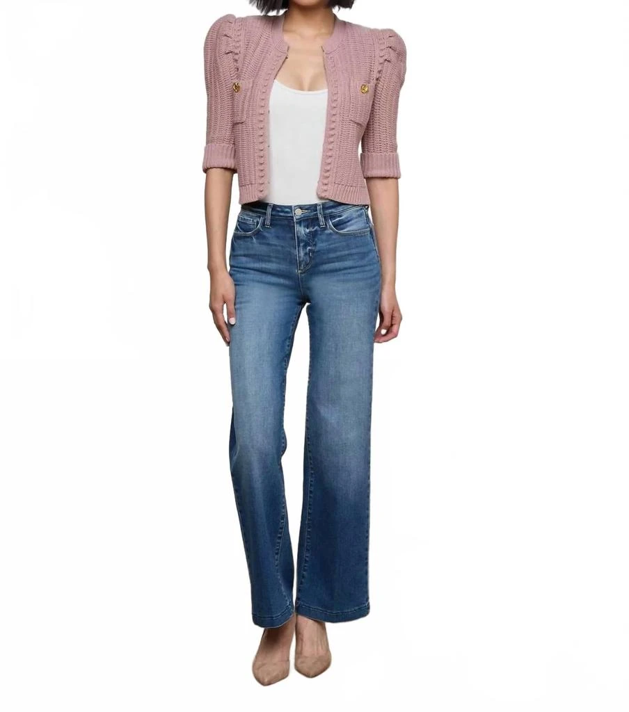 L
Agence Delilah Crop Textured Cardigan In Light Mauve