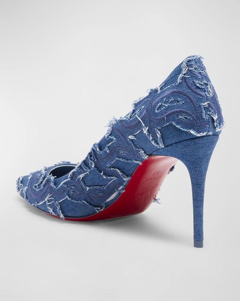 Christian Louboutin Kate Distressed Denim Red Sole Pumps 3