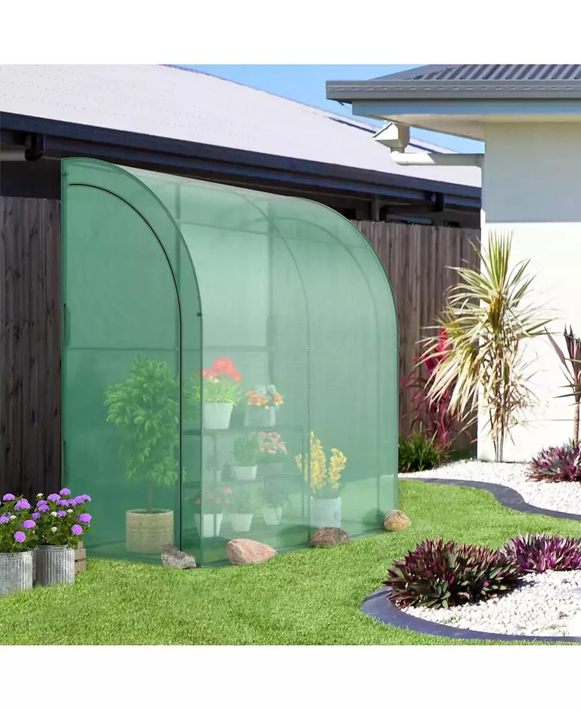 Slickblue Lean-to Greenhouse with Flower Rack For Garden Decor 3