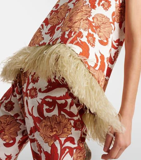 LA DOUBLE J La Scala feather-trimmed cotton-blend top 5