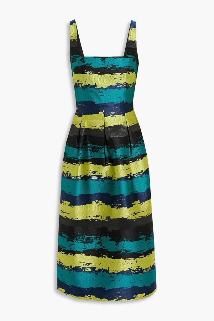 Aidan Mattox Pleated satin-jacquard midi dress 1