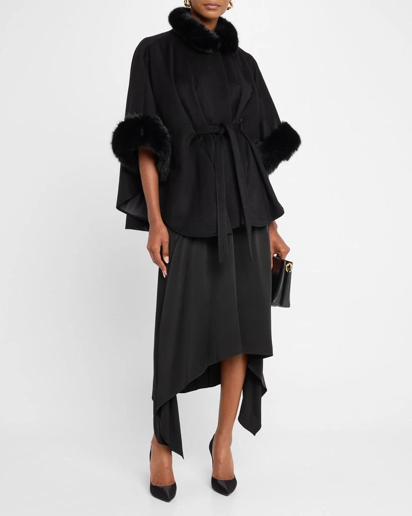Sofia Cashmere Cashmere Shawl W/ Faux Fur Trim 2