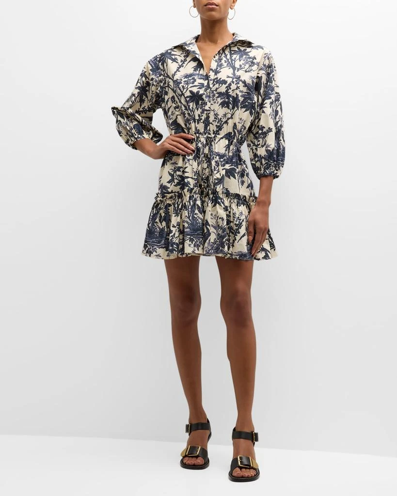 Cara Cara Robin Puff-Sleeve Floral Poplin Mini Dress 1