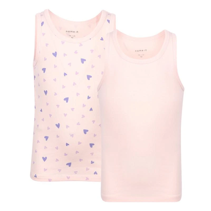 NAME IT® Love hearts print organic tank tops set of 2 in pink 1