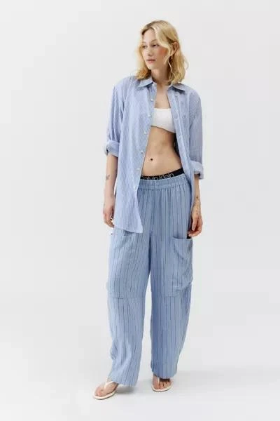 Urban Outfitters UO Mae Striped Linen Cargo Pant 1
