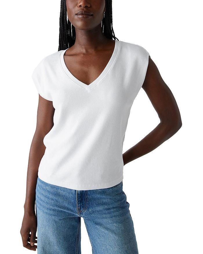 Michael Stars Tati V Neck Power Shoulder Top