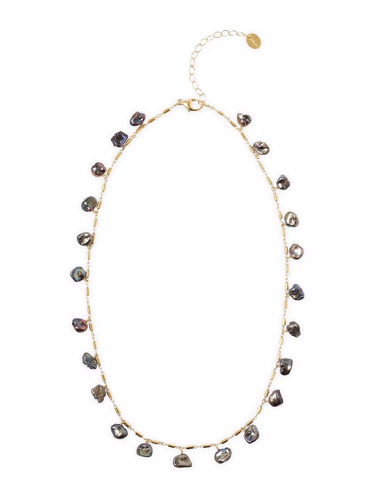 Chan Luu 18K-Gold-Plated & Keshi Pearl Station Necklace