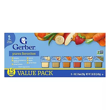 Gerber Gerber 2nd Foods Fruit & Veggie Variety Pack, 4 oz., 30 ct. 6