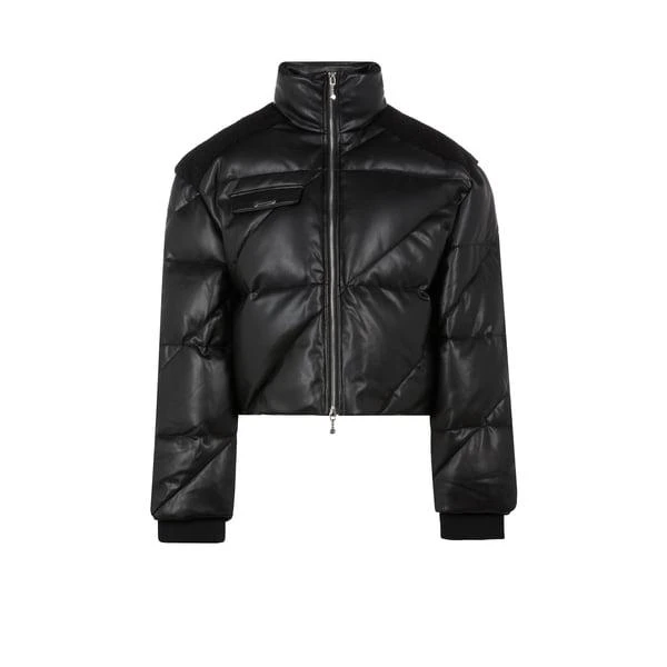 Private Policy Vegan leather and wool-blend padded jacket 1