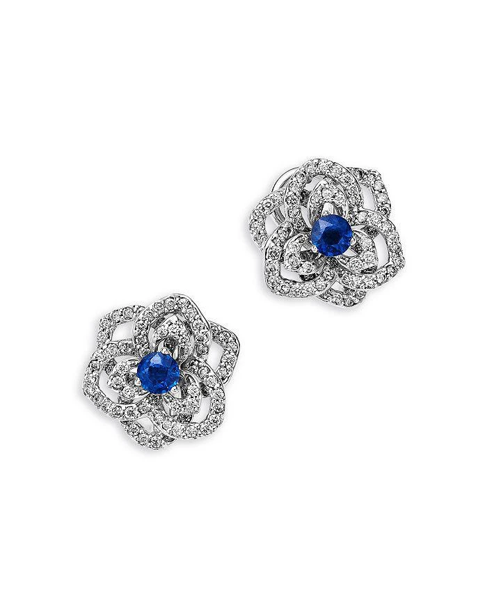 Bloomingdale
s Fine Collection Sapphire 
Diamond Flower Earrings in 14K White Gold