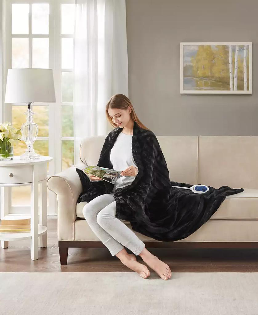 Beautyrest Duke Ribbed Electric Faux-Fur Throw, 50" x  70"