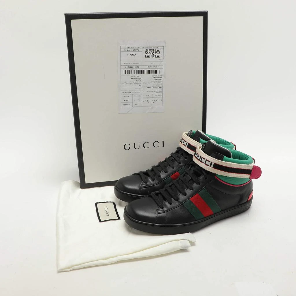 Gucci Gucci Black Leather Stripe Ace High Top Sneakers Size 39 9