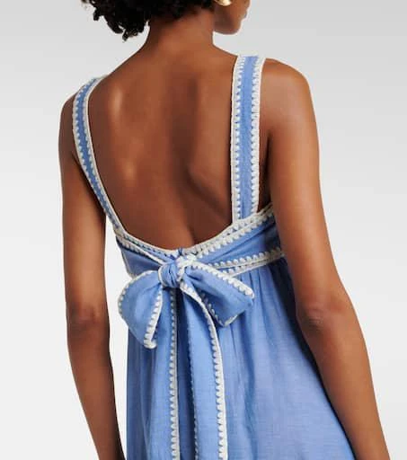 Juliet Dunn Embroidered cotton chambray midi dress 5