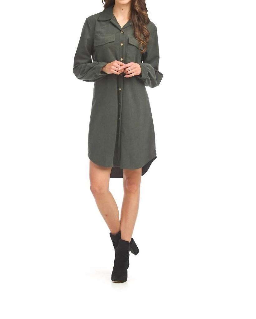Papillon Papillon - Corduroy Button Down Shirt Dress