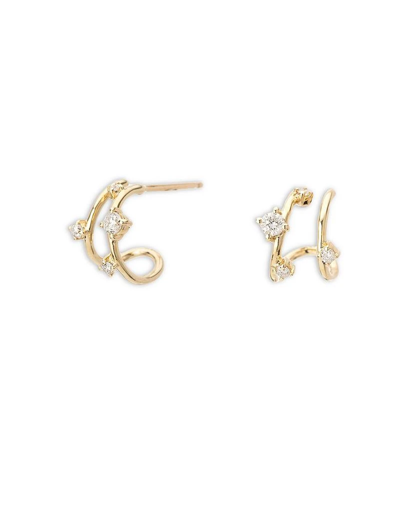 Adina Reyter 14K Yellow Gold Diamond Double J Hoop Earrings 1