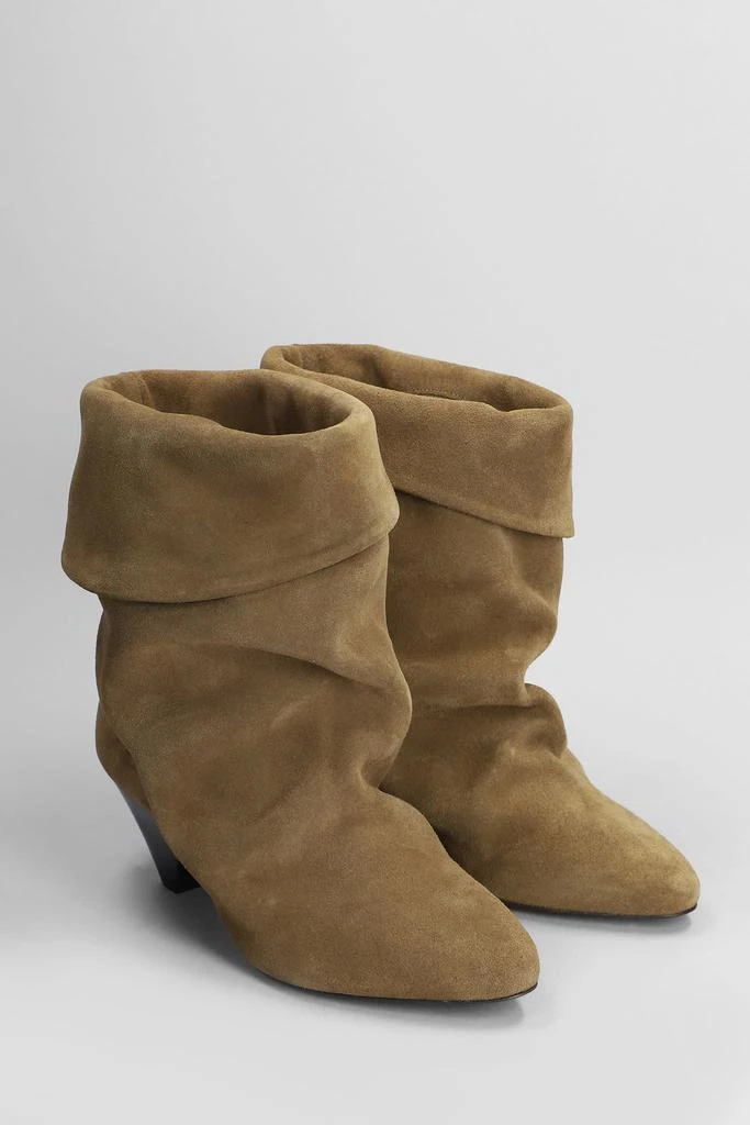 Isabel Marant Ryska High Heels Ankle Boots In Khaki Suede 2