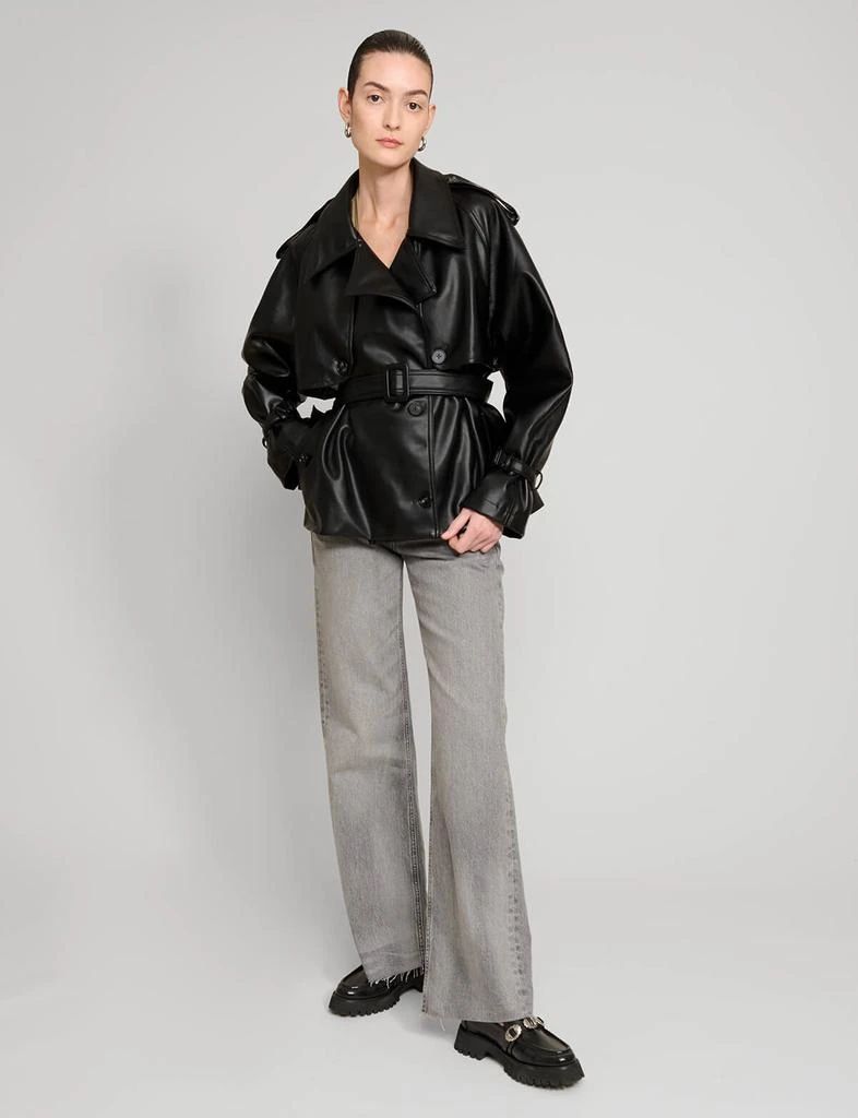 Pixie Market Black Cropped Leather Trench 1