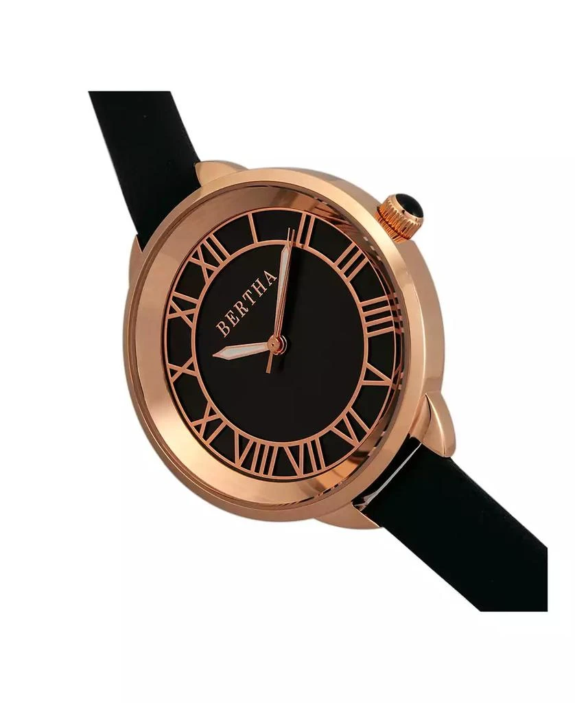 BERTHA Quartz Madison Collection Black And Rose Gold Leather Watch 36Mm 2