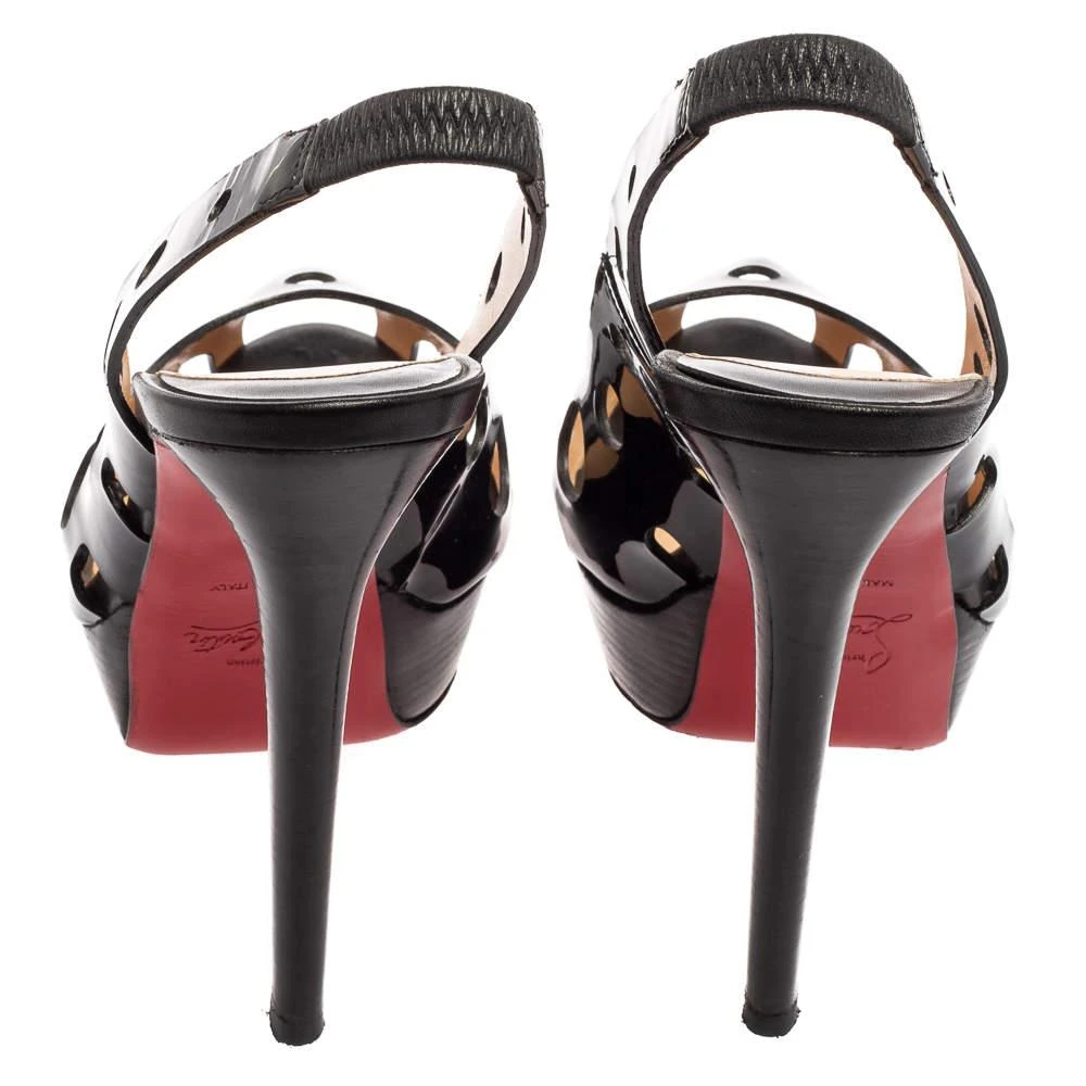 Christian Louboutin Christian Louboutin Black Patent Leather Ginza Slingback Pumps Size 37 5
