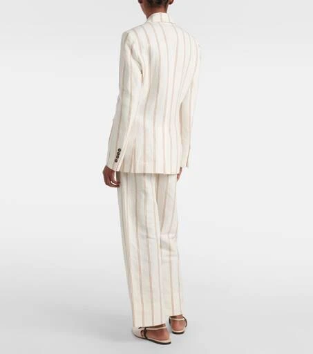 Brunello Cucinelli Striped linen and cotton blazer 3