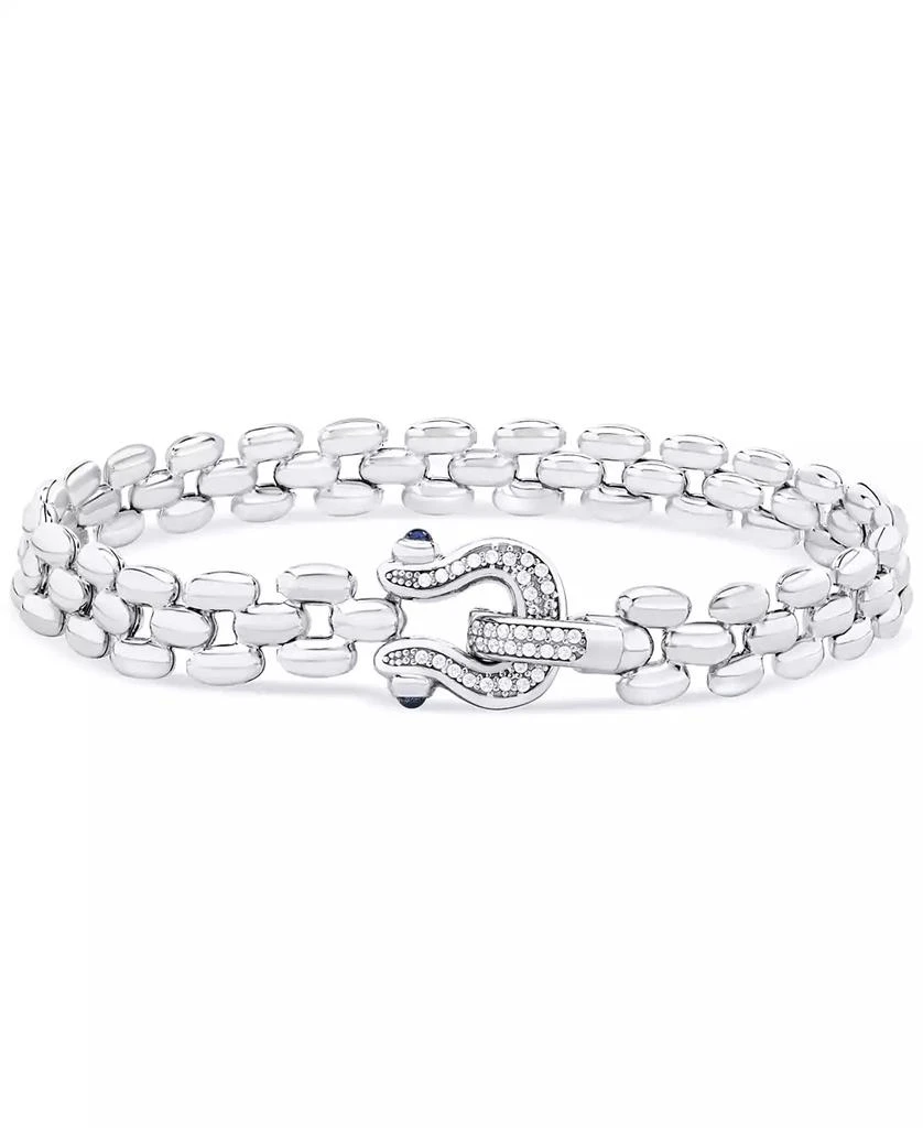 Macy's Diamond Horseshoe Clasp Panther Link Chain Bracelet (1/5 ct. t.w.) in Sterling Silver 1