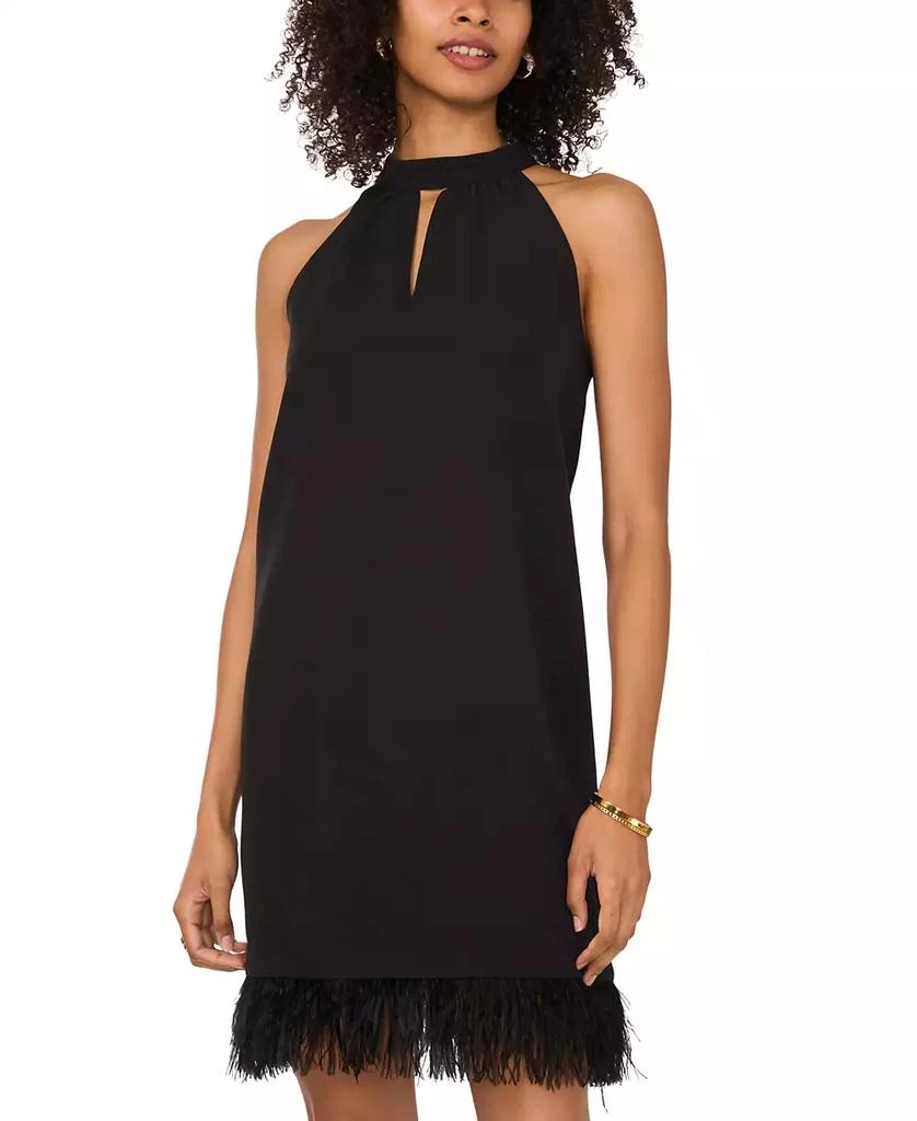 Vince Camuto Women's Feather-Trim Halter A-Line Mini Dress 2