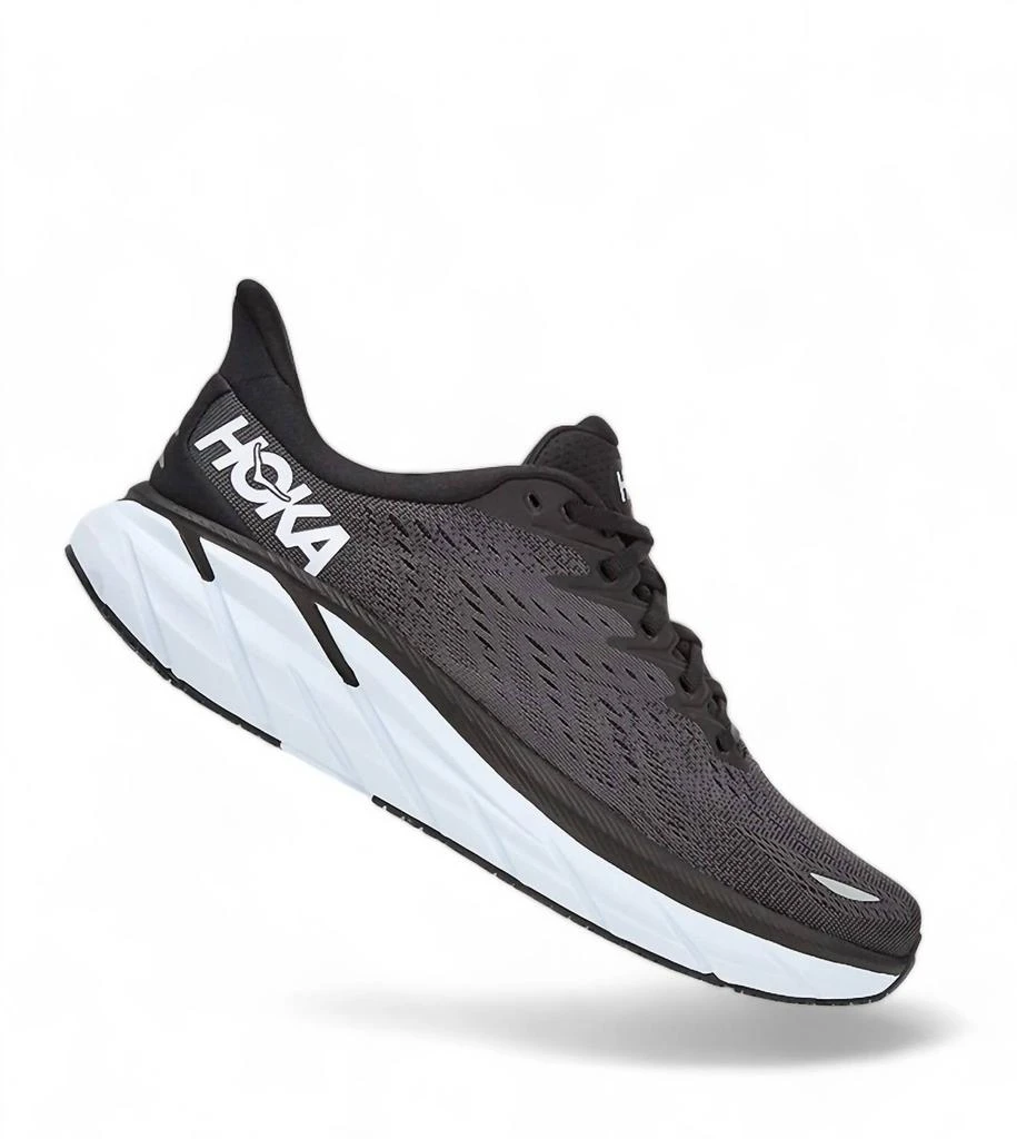 Hoka One One Men's Clifton 8 Running Shoes In Black/white 2