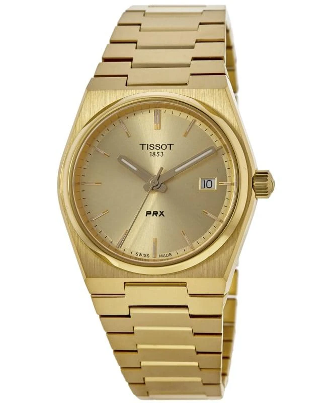 Tissot Tissot PRX Quartz 35mm Champagne Dial Yellow Gold PVD Steel Unisex Watch T137.210.33.021.00 1
