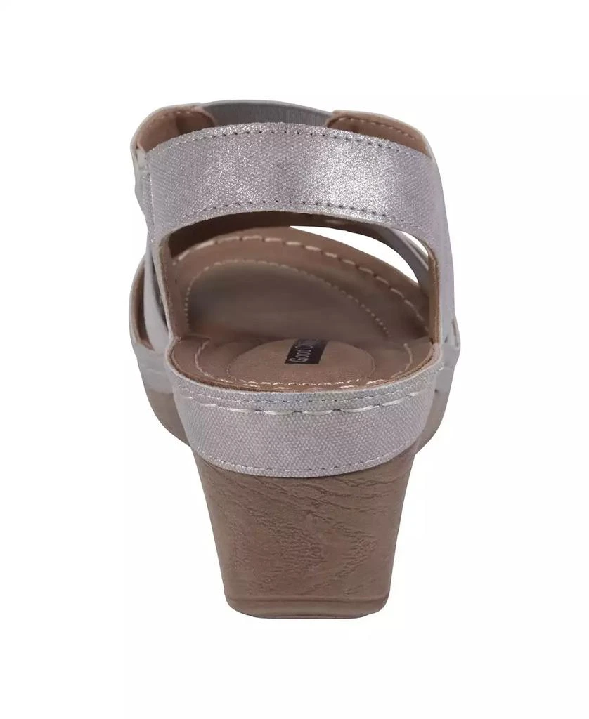 GC Shoes Women's Banks Cut Out Elastic Slingback Wedge Sandals 3