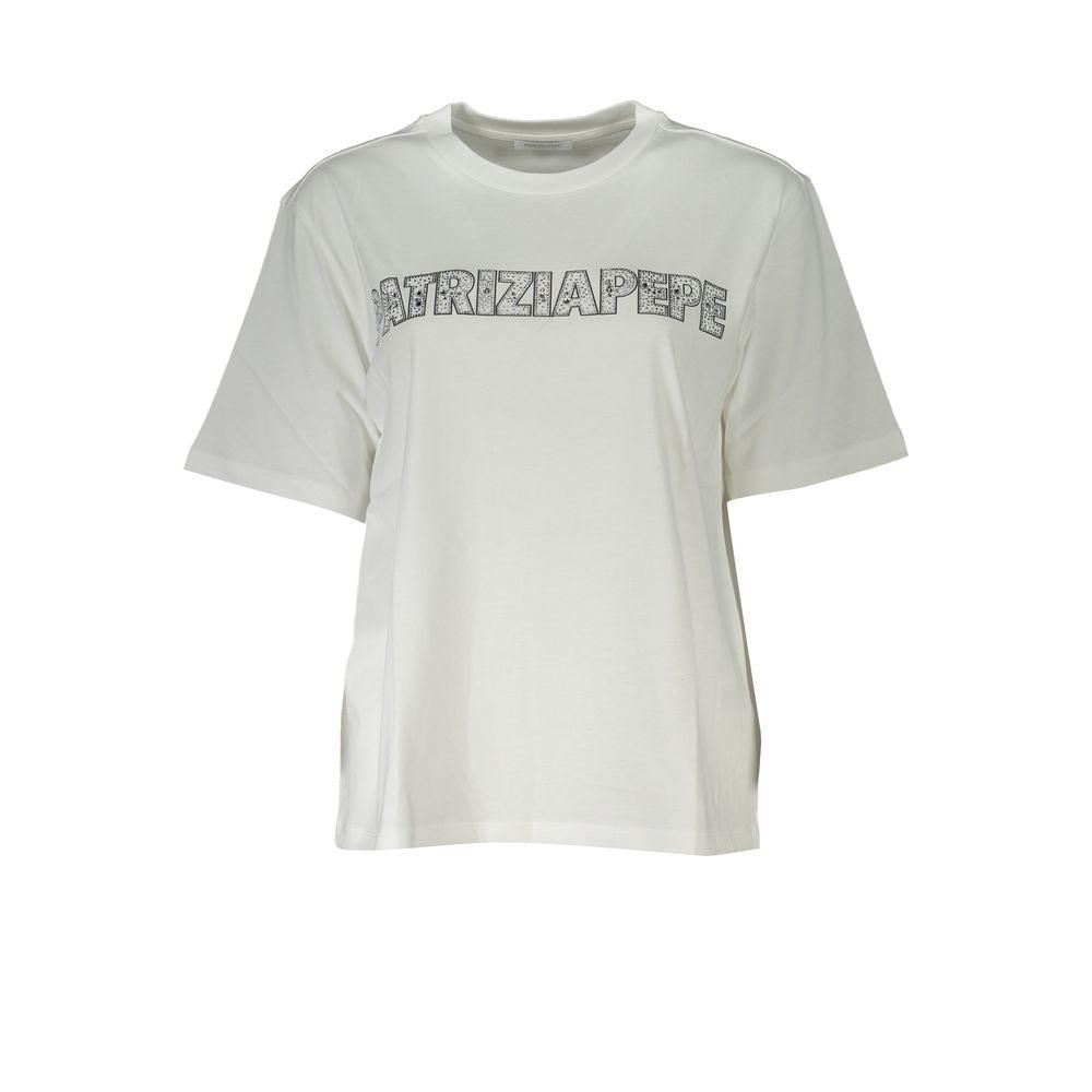 PATRIZIA Elegant Short Sleeve Crew Neck T-Shirt with Rhinestone Women's Detail