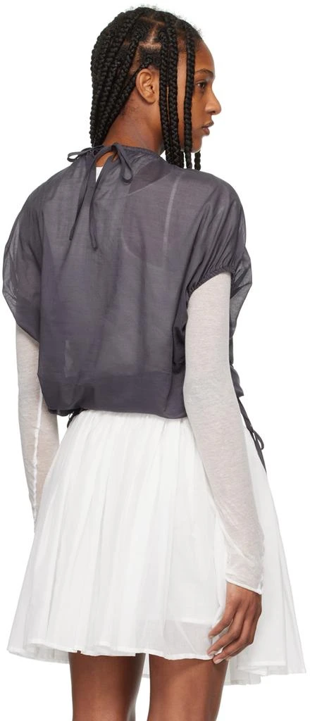 AMOMENTO Navy Volume Shirring Blouse 3