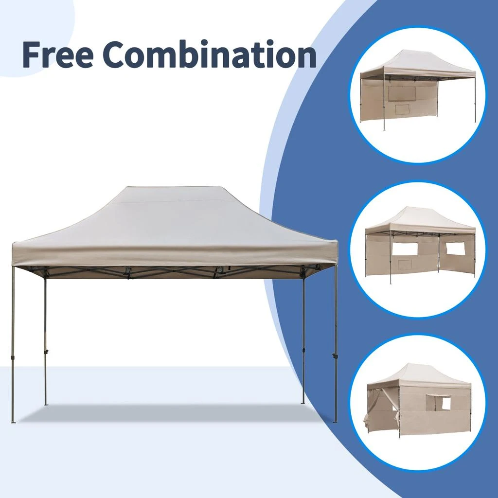 Streamdale Furniture Streamdale 10x15 Pop Up Canopy Tent, UV Waterproof, Adjustable Height, Khaki 5