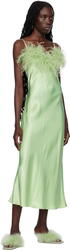 Sleeper Green Feather Slip Dress 4