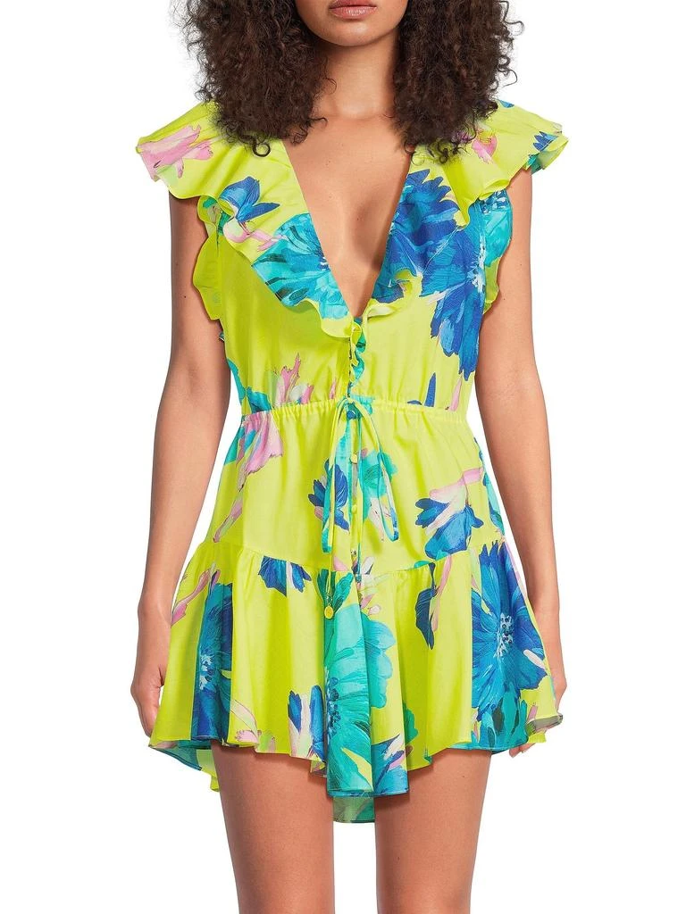 Milly Dana Floating Cosmos Cotton Cover-Up Minidress