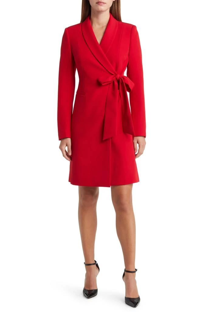 Tahari Side Tie Long Sleeve Wrap Coat Dress 1