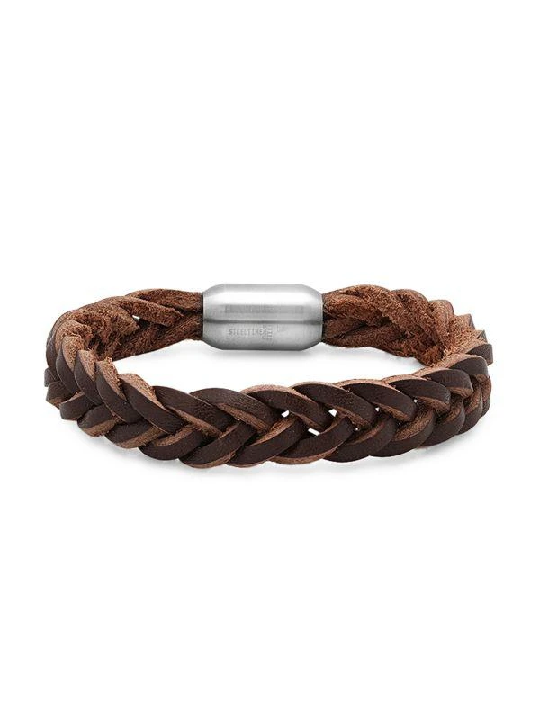 Anthony Jacobs 3-Piece Stainless Steel, Leather & Tiger Eye Bracelet Set 2